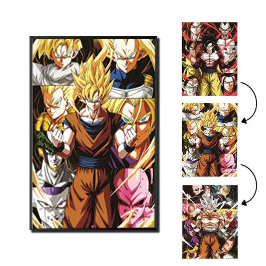 Póster Lenticular 3D · Goku (3 escenas)