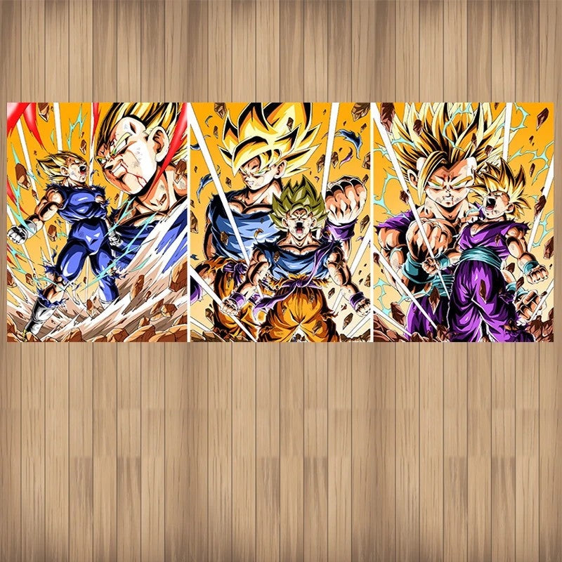 Póster Lenticular 3D · Vegeta, Goku y Gohan (3 escenas)