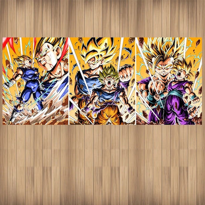 Póster Lenticular 3D · Vegeta, Goku y Gohan (3 escenas)