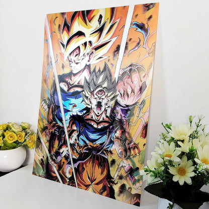 Póster Lenticular 3D · Vegeta, Goku y Gohan (3 escenas)