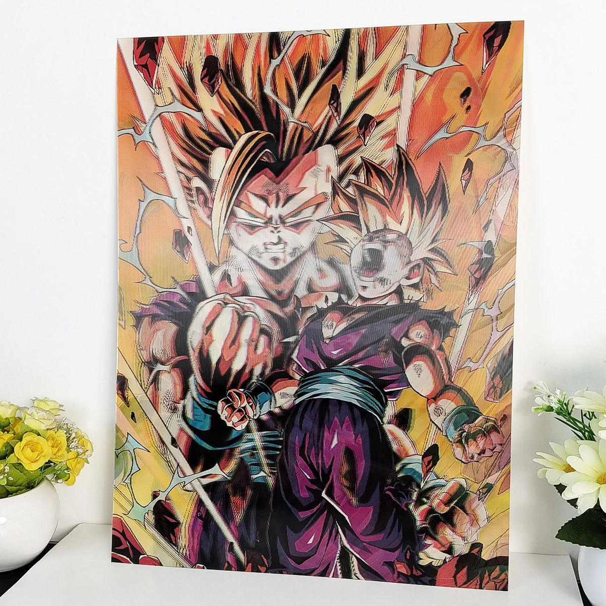 Póster Lenticular 3D · Vegeta, Goku y Gohan (3 escenas)